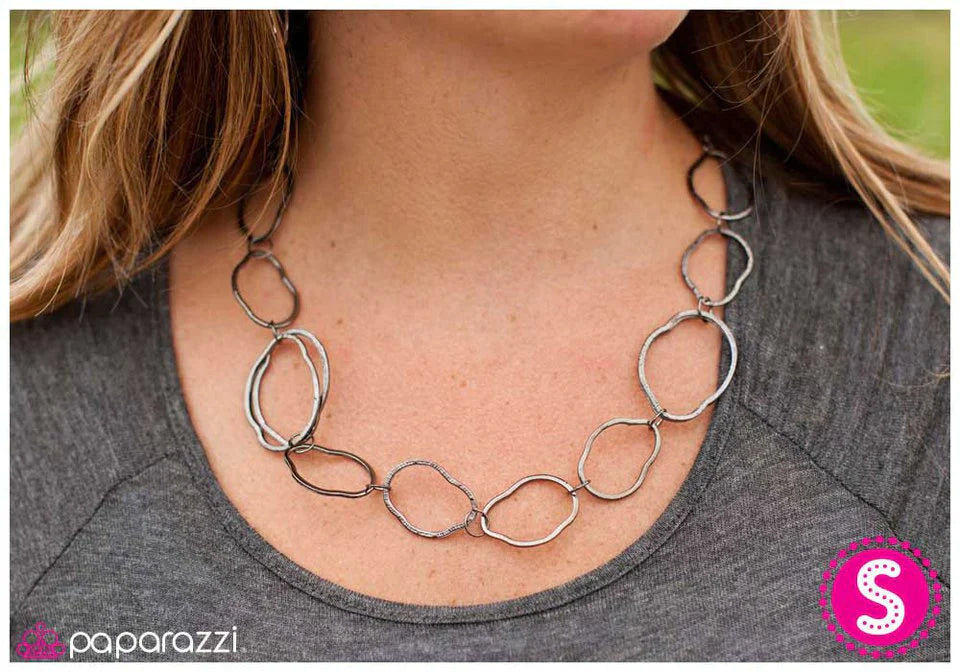 Paparazzi Necklace ~ Pinch Me - Black