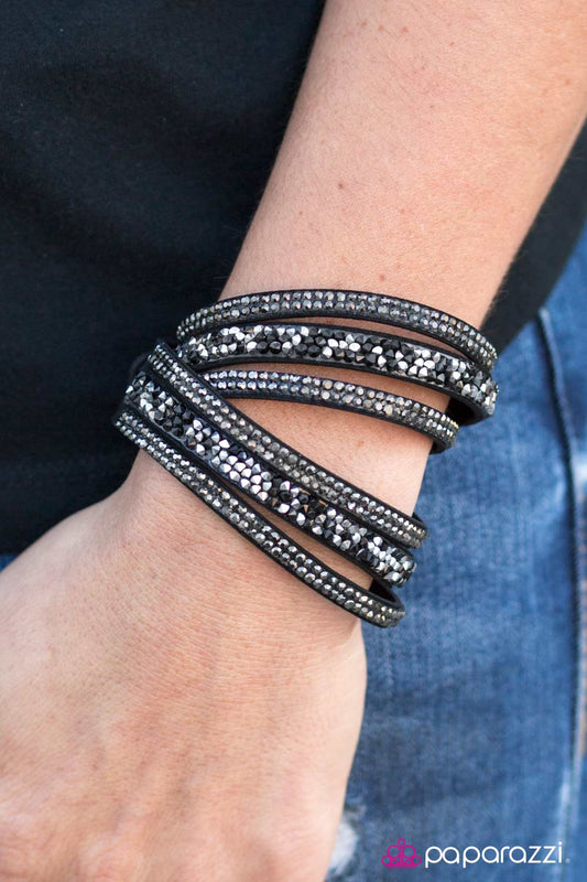 Paparazzi Bracelet ~ Rhinestone Radar  - Black