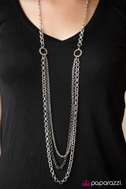 Paparazzi Necklace ~ Moto Movement  - Silver