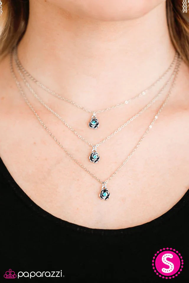 Paparazzi Necklace ~ Bloom Bash - Blue