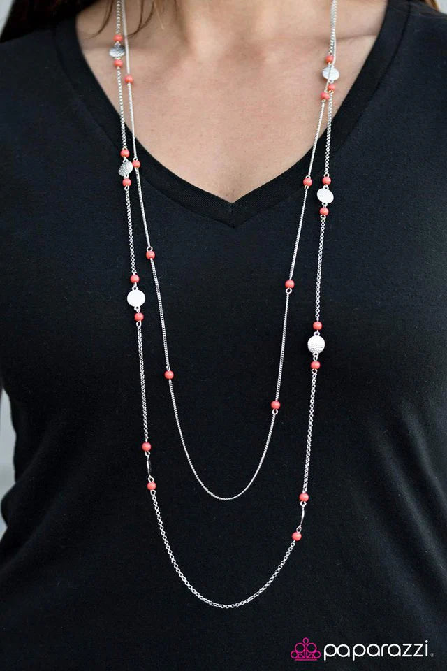 Paparazzi Necklace ~ High Tides and Good Vibes - Orange