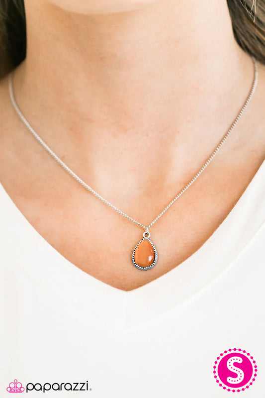 Paparazzi Necklace ~ Its Raining GEMS  - Orange