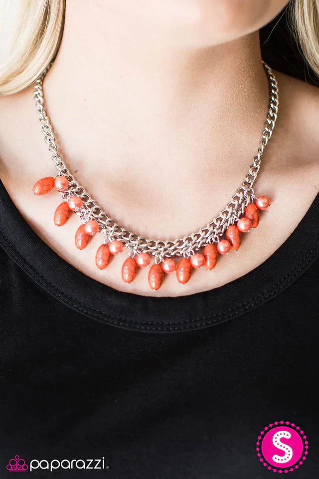 Paparazzi Necklace ~ Cant BEAD Tamed - Orange