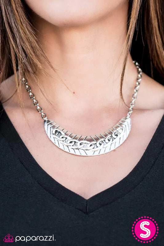 Paparazzi Necklace ~ Keep It Under Lock - Silver