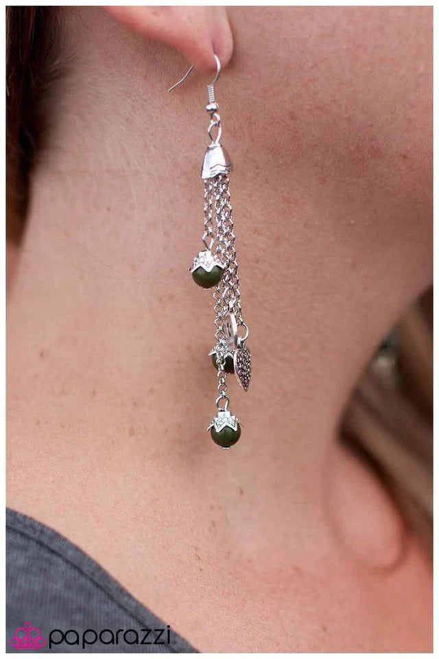Paparazzi Earring ~ Falling from Grace - Green