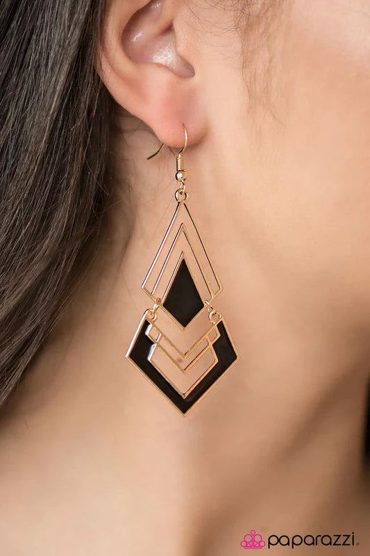 Paparazzi Earring ~ Modern Mosaic - Gold