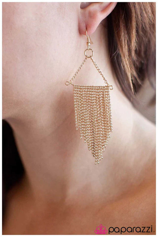 Paparazzi Earring ~ Pulling My Chain - Gold