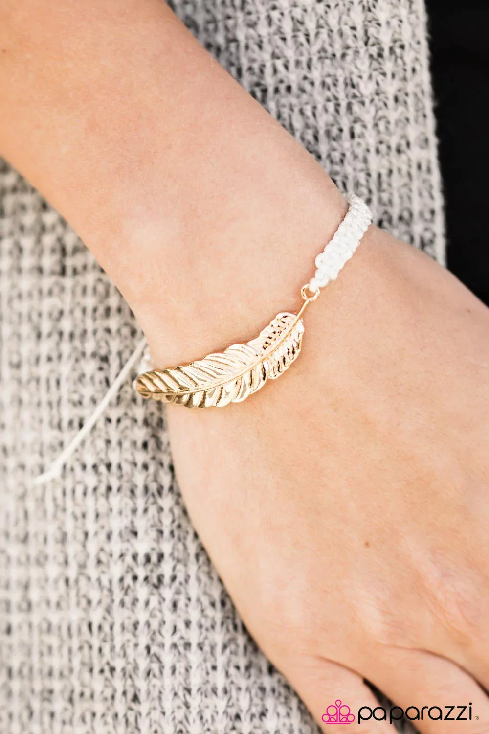 Paparazzi Bracelet ~ Under the FEATHER - White