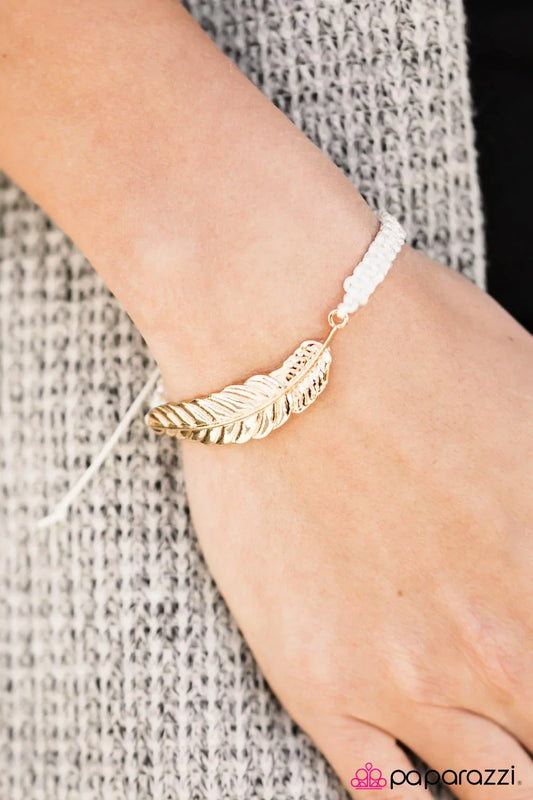 Paparazzi Bracelet ~ Under the FEATHER - White