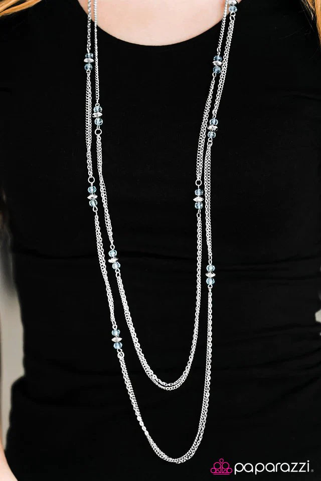 Paparazzi Necklace ~ Glass Half FANCIFUL - Blue