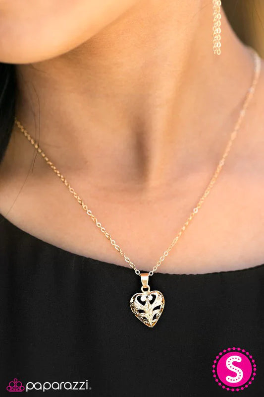 Paparazzi Necklace ~ Its HEART To Believe - Gold