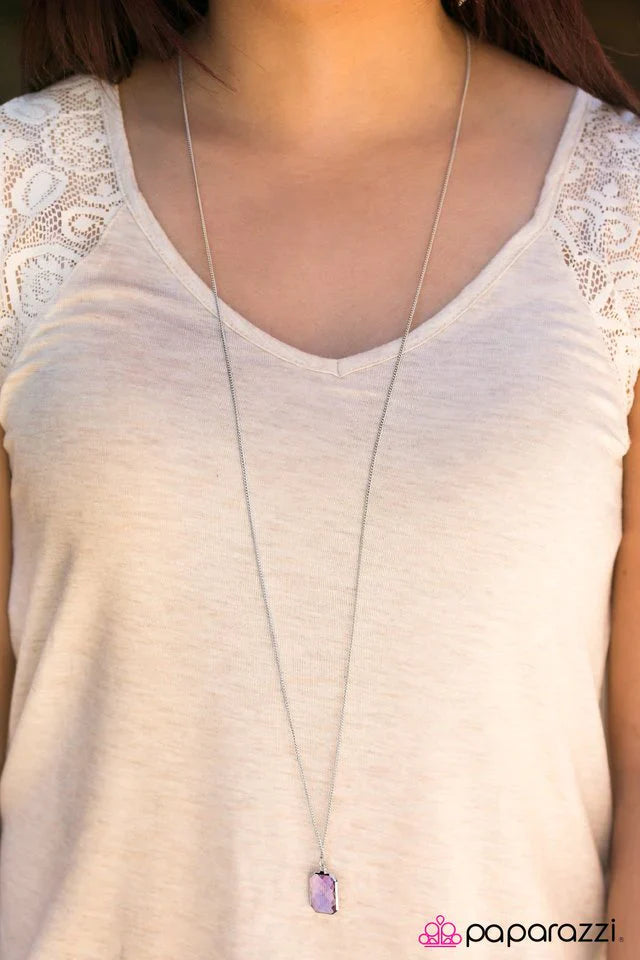 Paparazzi Necklace ~ GLASSY Lady - Purple