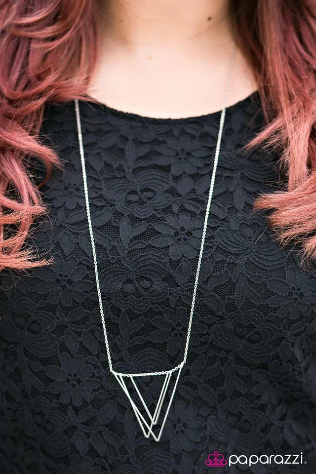 Paparazzi Necklace ~ V Right There! - Silver