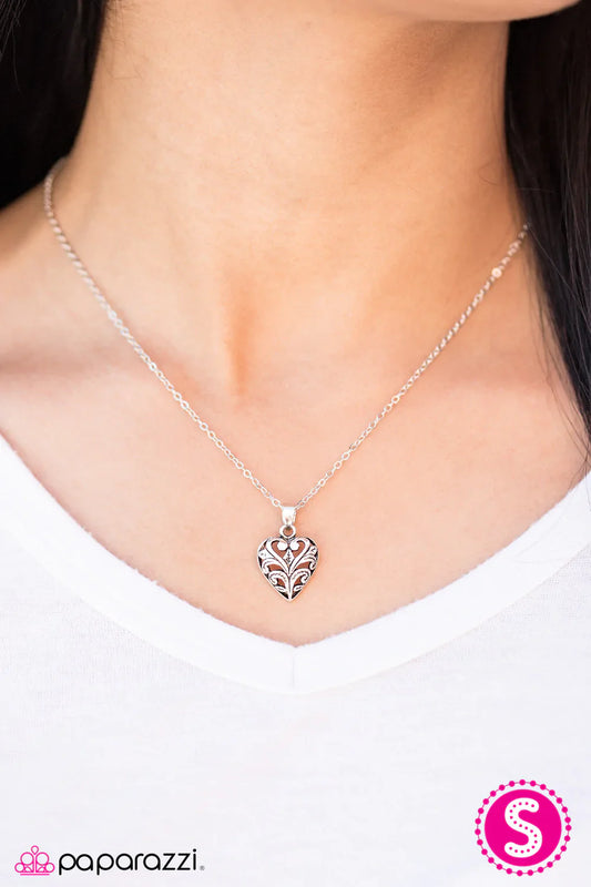 Paparazzi Necklace ~ Its HEART To Believe - Silver