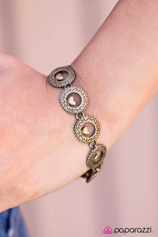 Paparazzi Bracelet ~ Heart and SOULMATE  - Brass