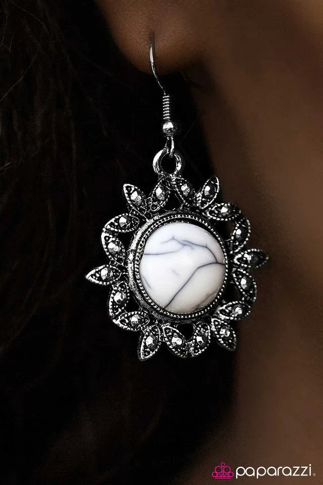 Paparazzi Earring ~ Earth Day - White