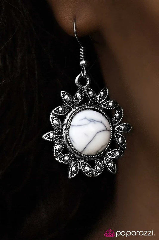 Paparazzi Earring ~ Earth Day - White