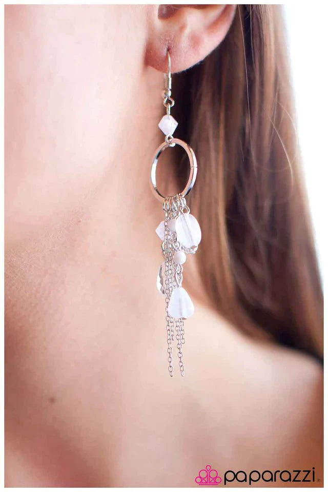 Paparazzi Earring ~ On a Whim - White