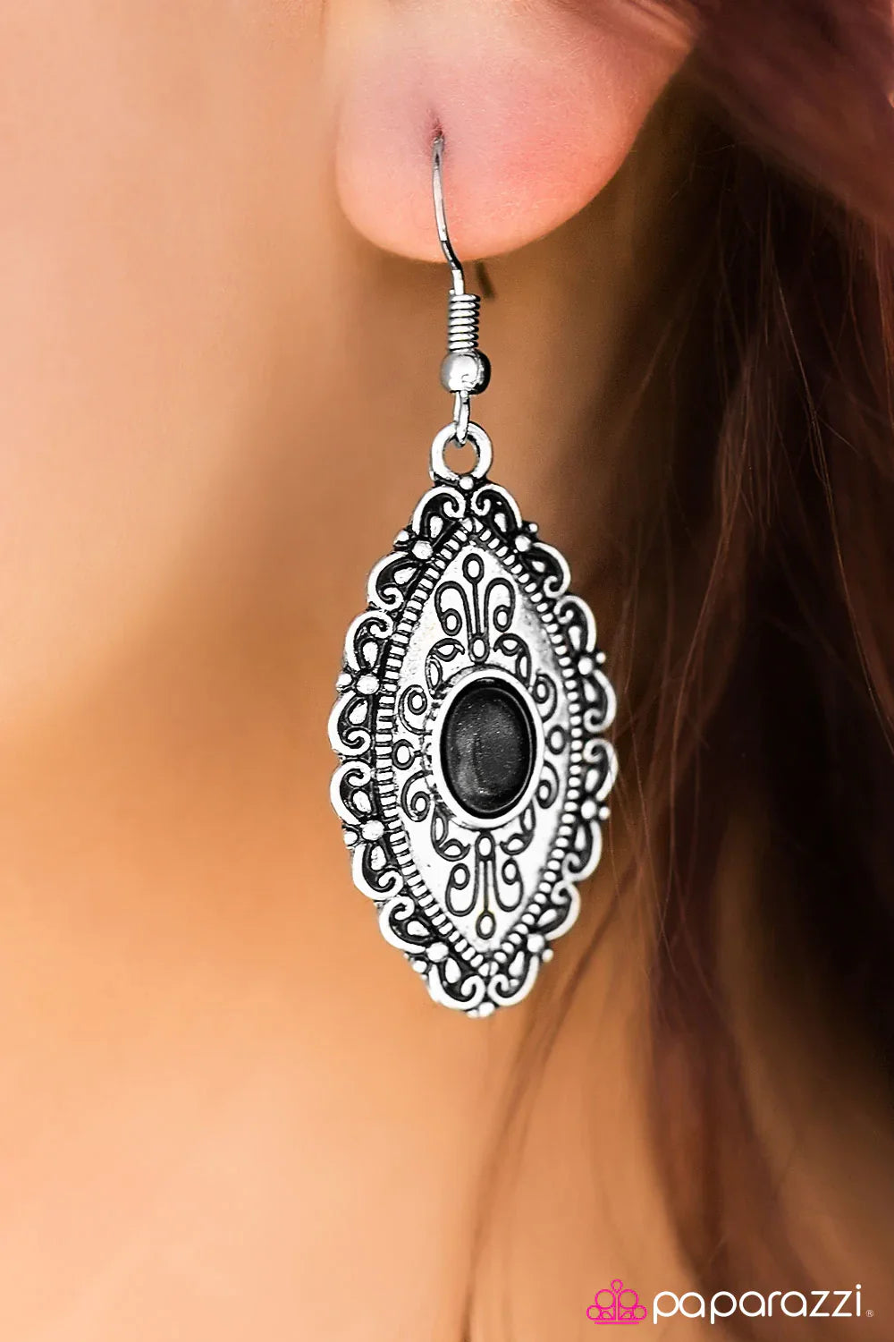 Paparazzi Earring ~ Trail Queen - Black
