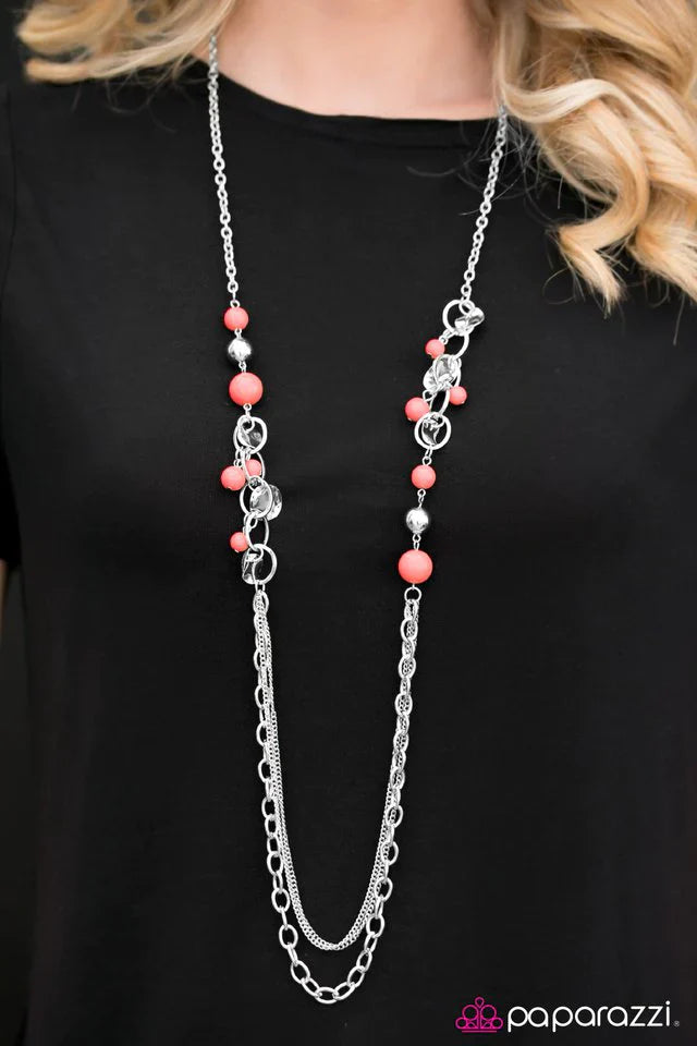 Paparazzi Necklace ~ Dont Worry, BEACH Happy - Orange