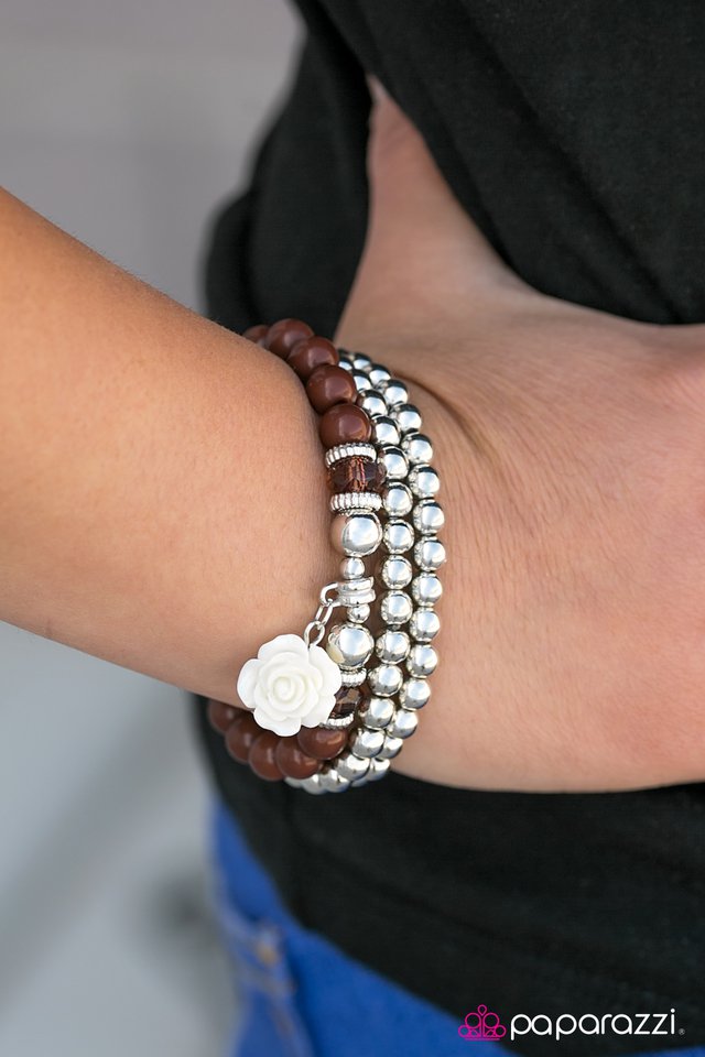 Paparazzi Bracelet ~ Valley Of Flowers - Brown