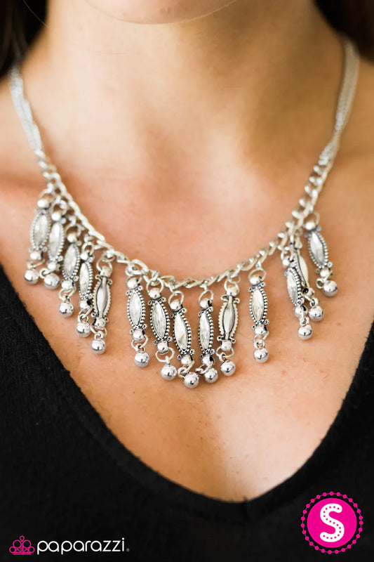 Paparazzi Necklace ~ Flirting With Fringe - White