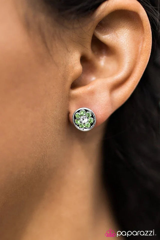 Paparazzi Earring ~ Go With The FLORAL - Green