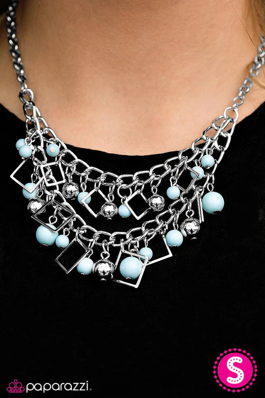 Paparazzi Necklace ~ Finally FRAME-ous - Blue