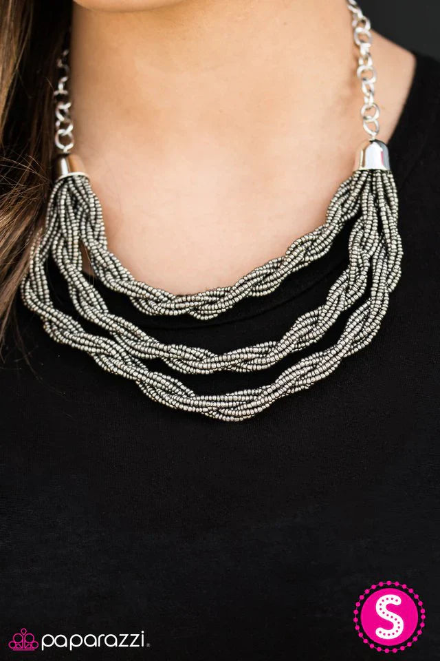 Paparazzi Necklace ~ What a BEAD-iful World - Silver