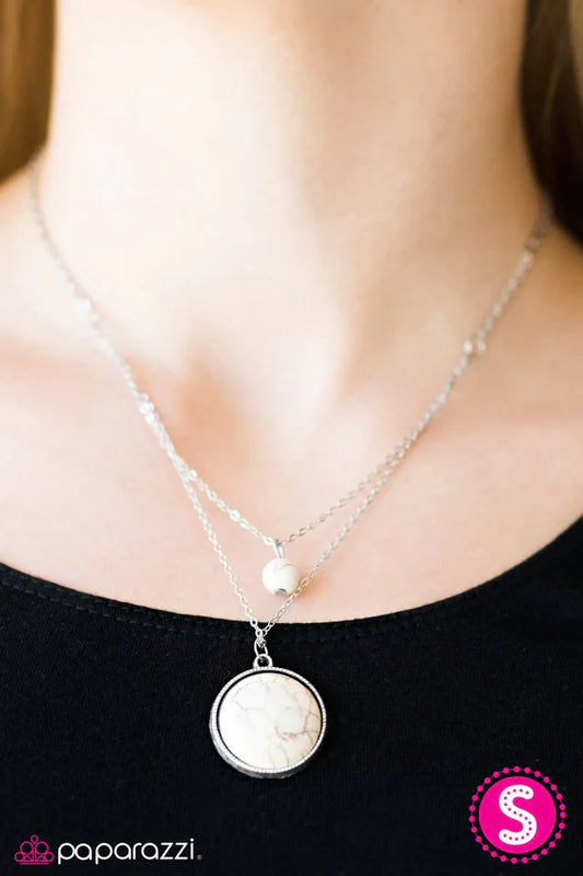 Paparazzi Necklace ~ Sandstone Skies - White