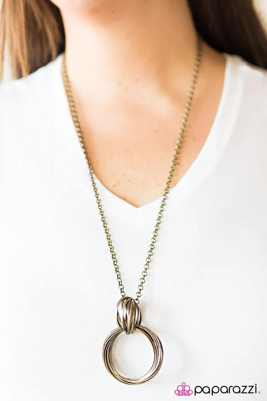 Paparazzi Necklace ~ Hello Halo - Brass