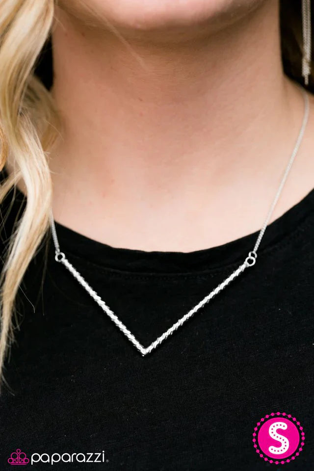 Paparazzi Necklace ~ Point It Out - Silver