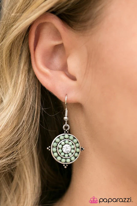 Paparazzi Earring ~ One Step Closer To Summer - Green