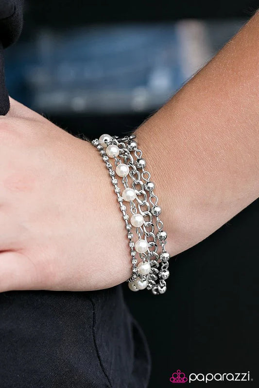 Paparazzi Bracelet ~ GLITZY Business - White