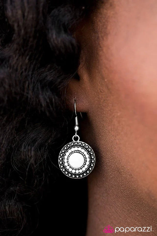 Paparazzi Earring ~ Paradise Isla - White