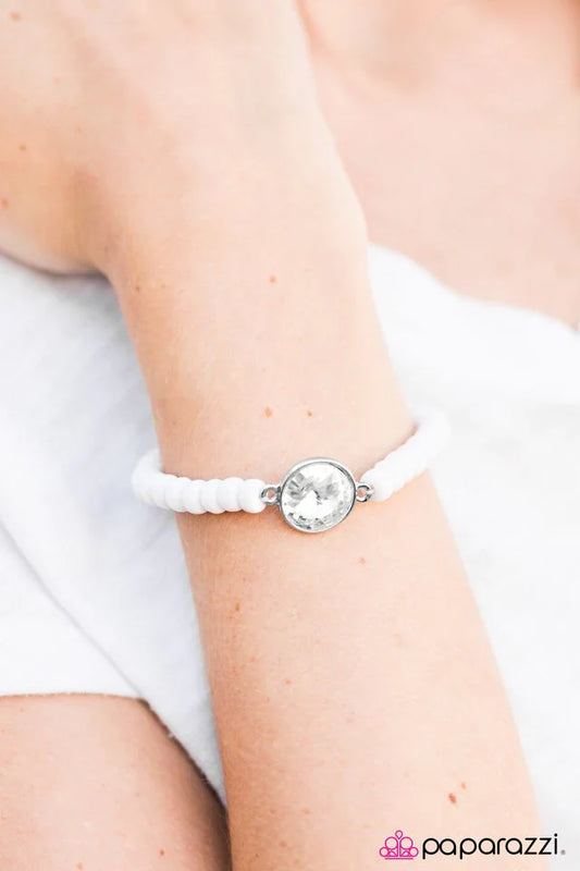 Paparazzi Bracelet ~ Easy On The Shimmer - White