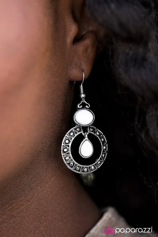 Paparazzi Earring ~ Together We Rise - White