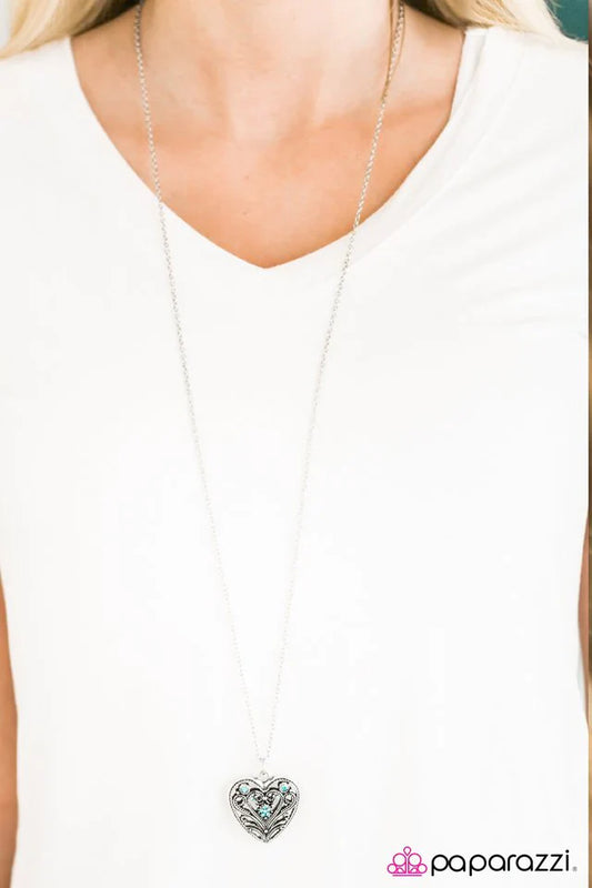 Paparazzi Necklace ~ Wandering Heart - Blue