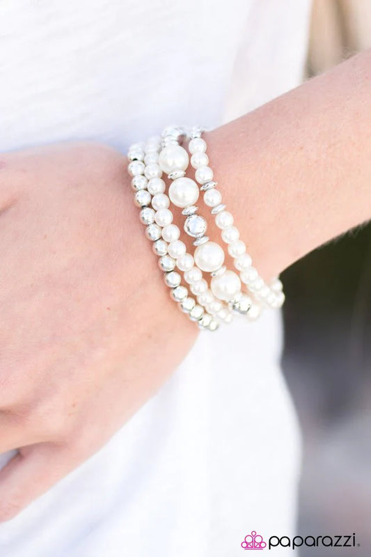 Paparazzi Bracelet ~ Party Like Gatsby - White