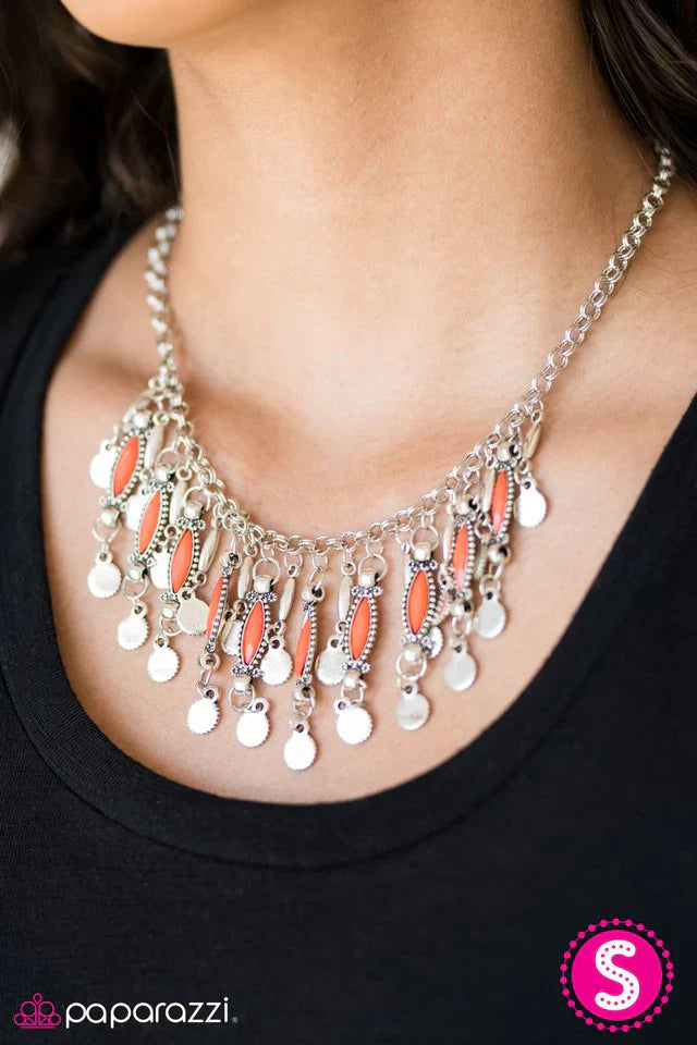 Paparazzi Necklace ~ Wonderfully Wild - Orange