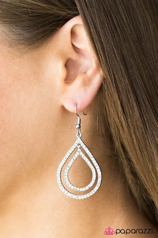 Paparazzi Earring ~ Monsoon Sparkle - White