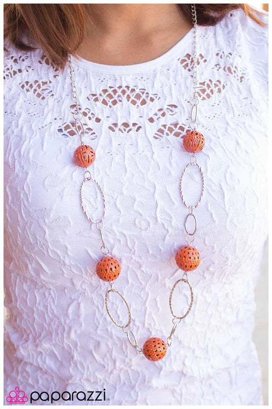 Paparazzi Necklace ~ Having a Ball - Orange