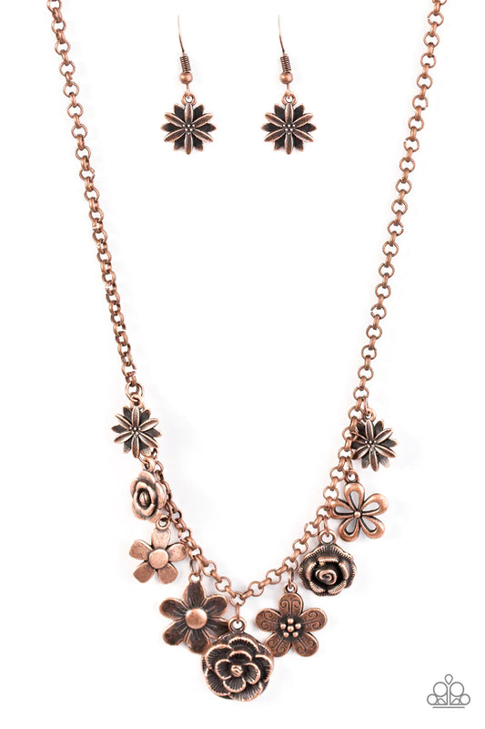 Paparazzi Necklace ~ Head Over ROSES  - Copper