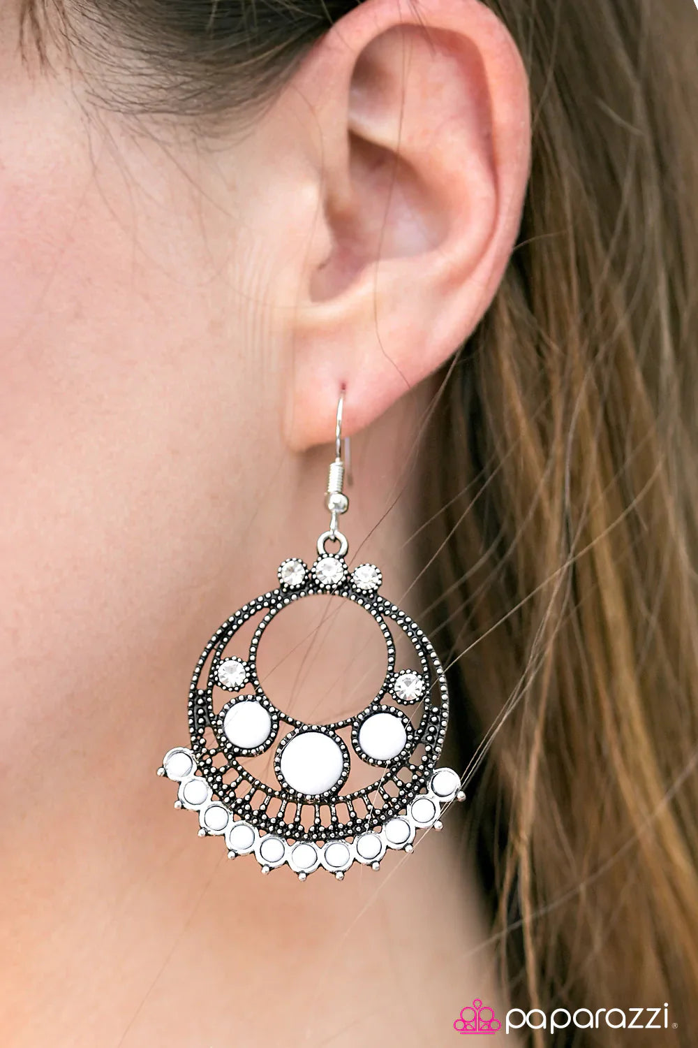Paparazzi Earring ~ Dont Give A GLAM - White