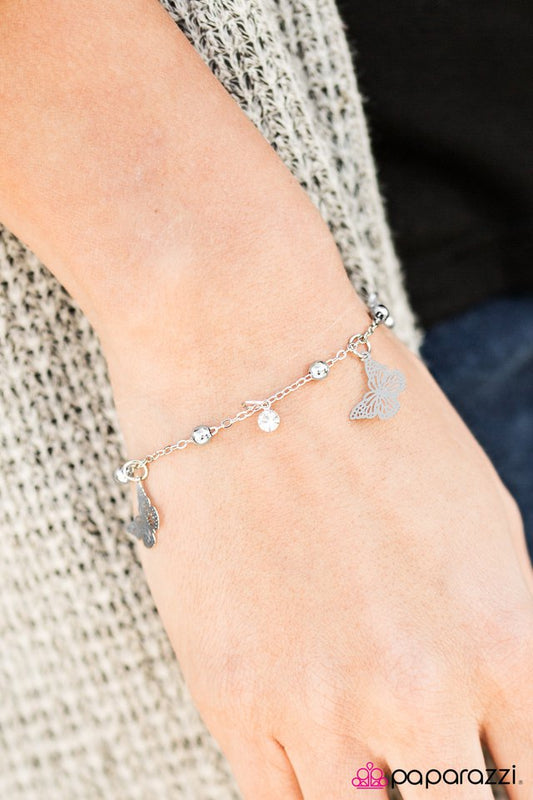 Paparazzi Bracelet ~ Flutter Fashion - White