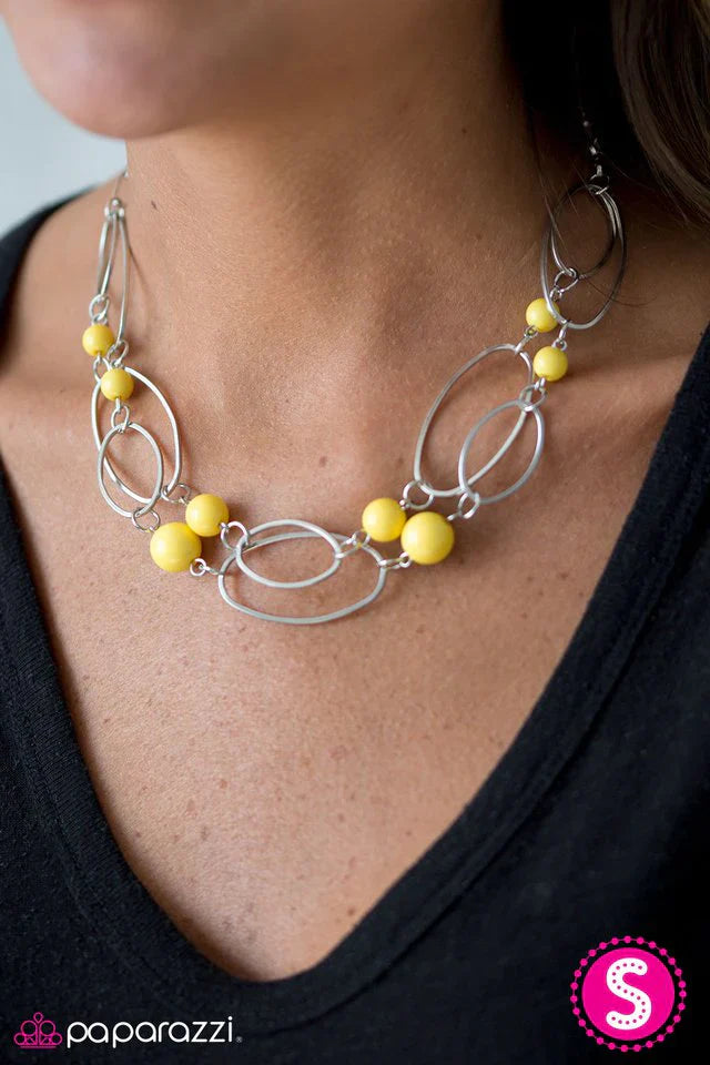 Paparazzi Necklace ~ Glam Theory - Yellow