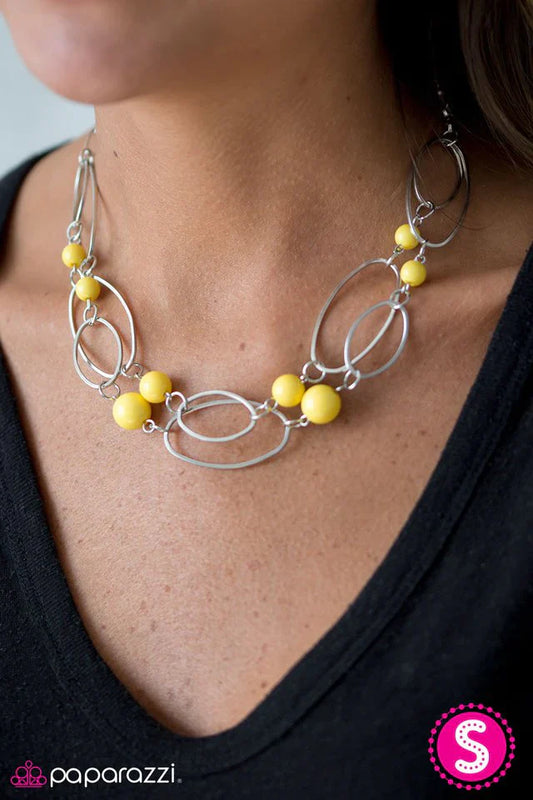 Paparazzi Necklace ~ Glam Theory - Yellow