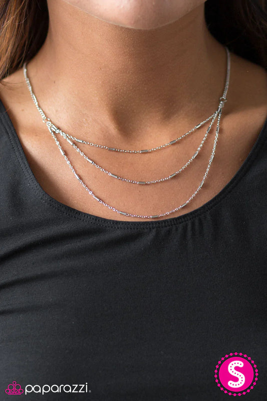 Paparazzi Necklace ~ Modestly Metro - Silver