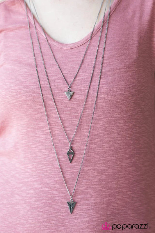 Paparazzi Necklace ~ Keep On TRI-ing - Black