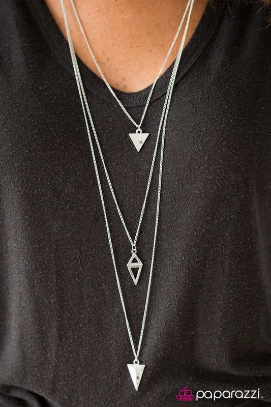Paparazzi Necklace ~ Keep On TRI-ing - Silver